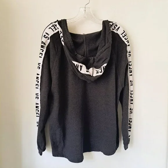 Victoria Secret Hoodie Logo Angel vs Angel Gray Long Sleeve Size L - Picture 5 of 10
